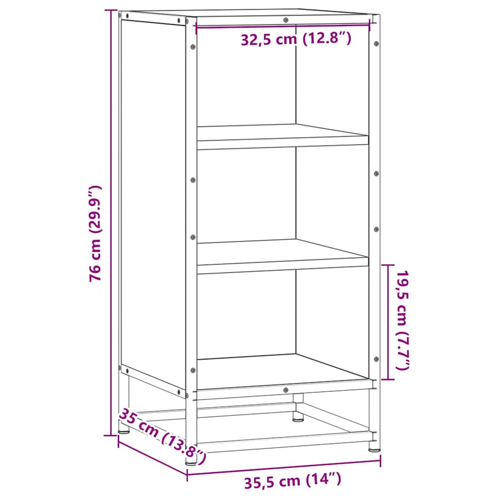 Ραφιέρα Γκρι Sonoma 35,5x35x76 εκ. Επεξ. Ξύλο + Μέταλλο