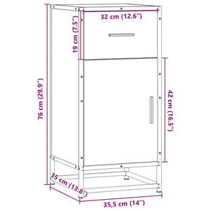 Ραφιέρα Γκρι Sonoma 35,5x35x76 εκ. Επεξ. Ξύλο + Μέταλλο