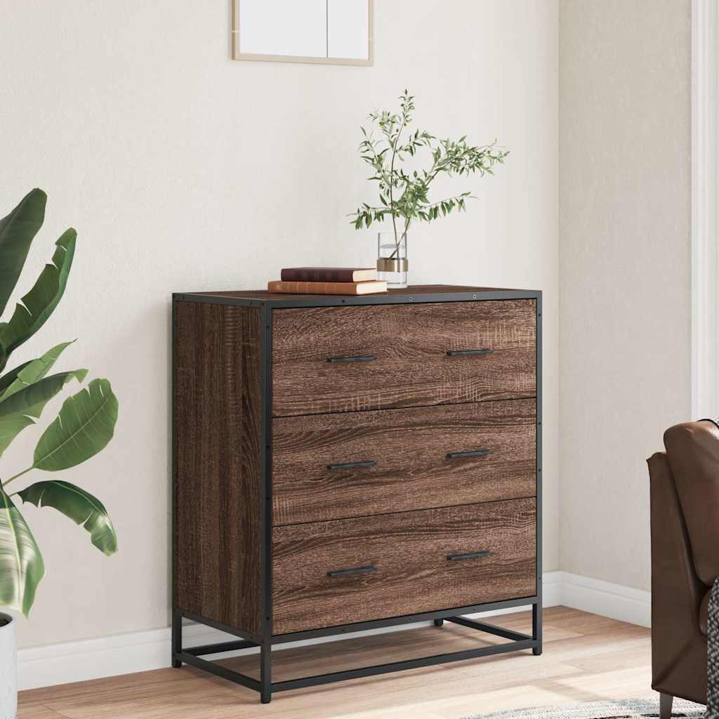 Sideboard καφέ δρυς 68x35x76 cm Κατασκευασμένο ξύλο και μέταλλο - Pakobazaar