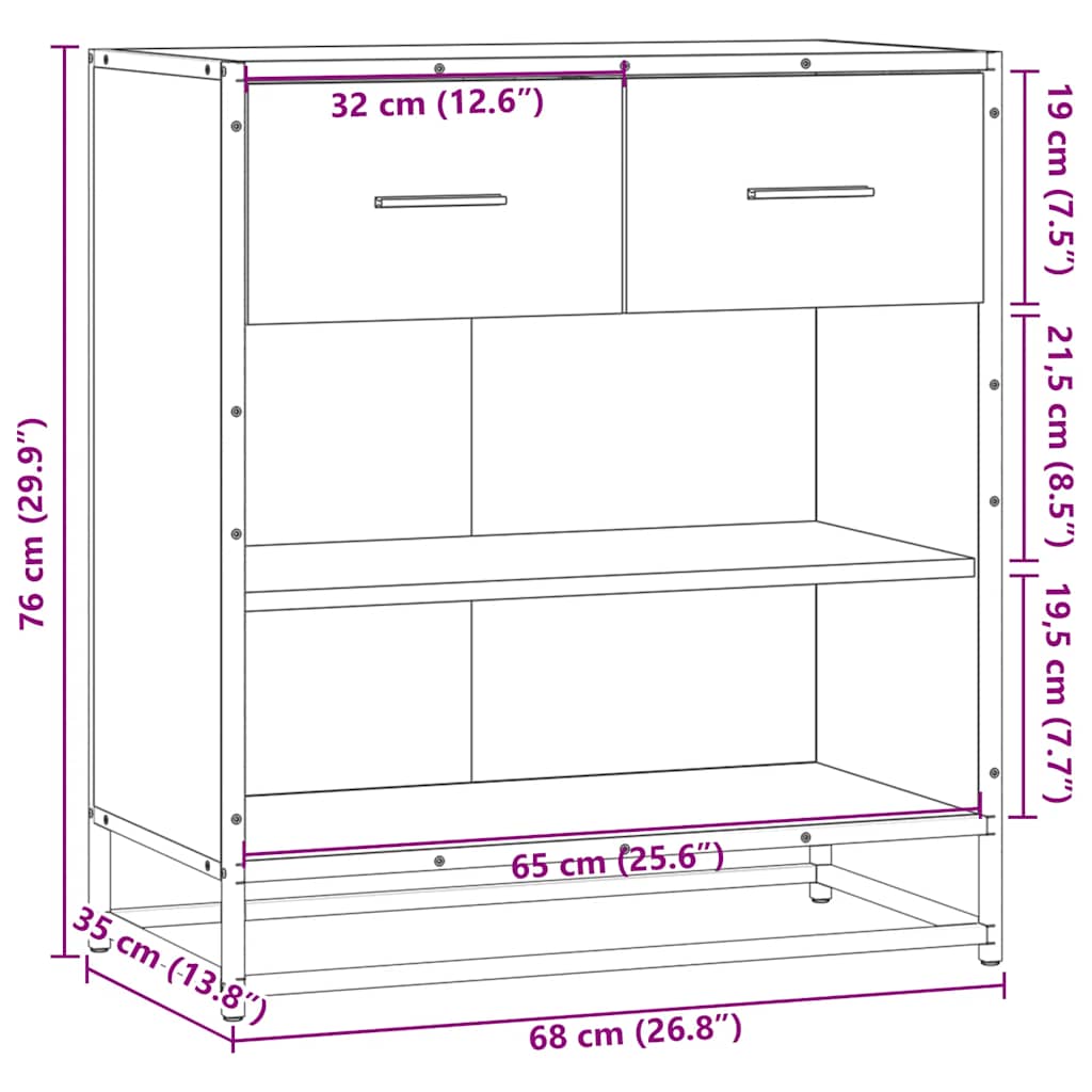 Συρταριέρα Γκρι sonoma 68x35x76 cm Ξύλινο μηχανουργικό ξύλο