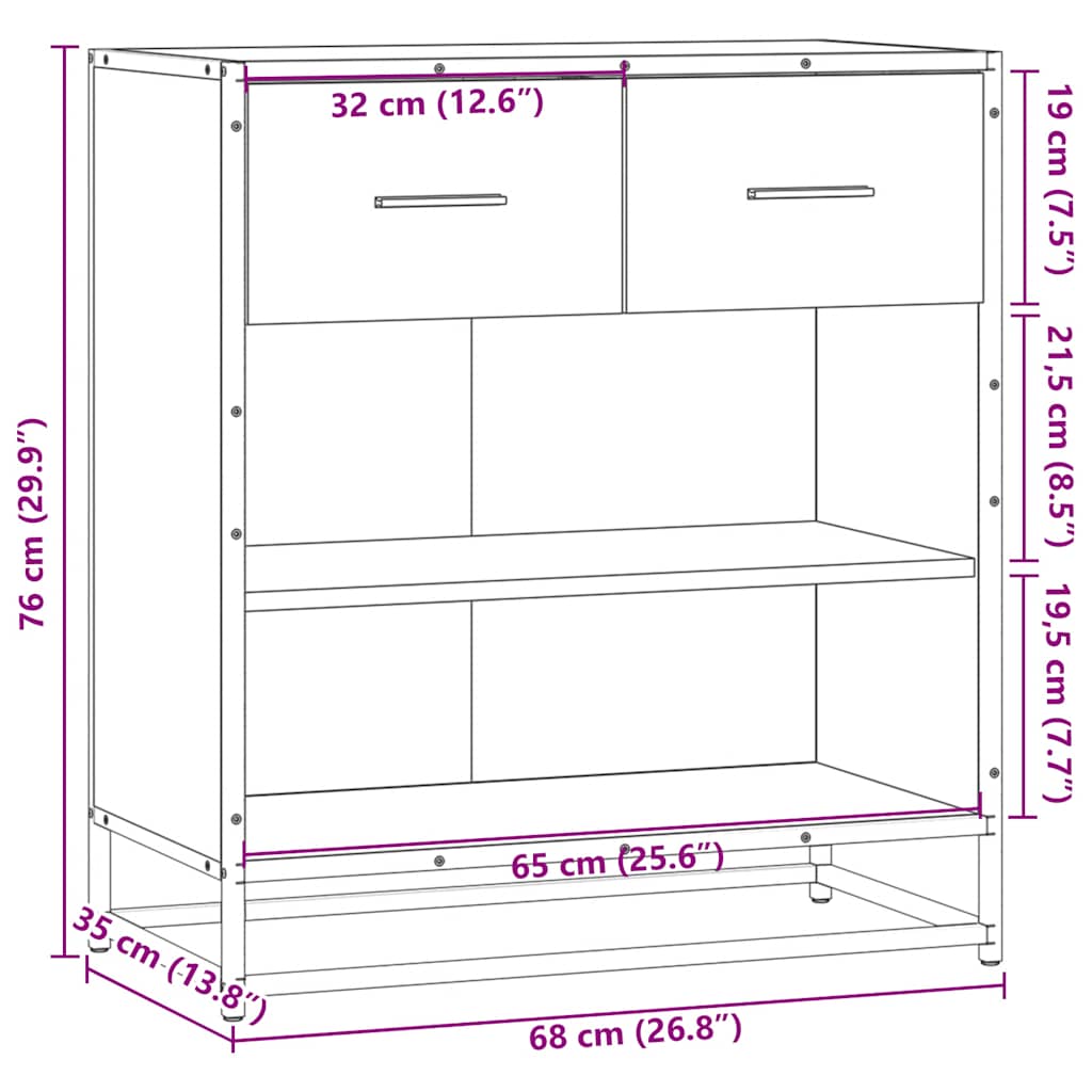 Συρταριέρα καφέ δρυς 68x35x76 cm Κατασκευασμένο ξύλο