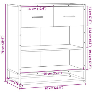 Συρταριέρα καφέ δρυς 68x35x76 cm Κατασκευασμένο ξύλο