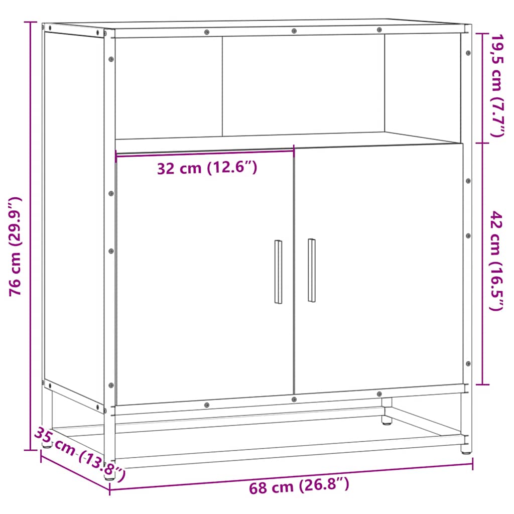 Συρταριέρα Μαύρο 68x35x76 cm Κατασκευασμένο ξύλο