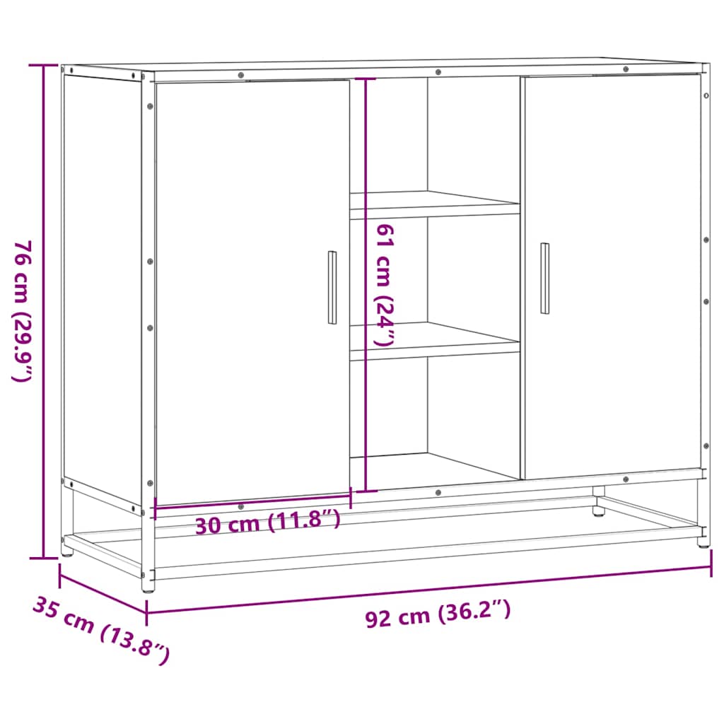 Sideboard Sonoma Oak 92x35x76 cm Κατασκευασμένο ξύλο - Pakobazaar