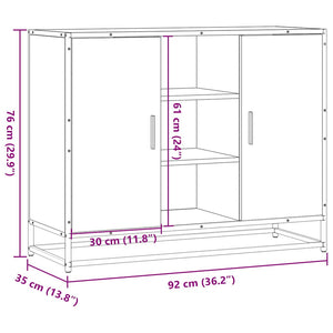 Sideboard καφέ δρυς 92x35x76 cm Ξύλινο μηχανουργικό ξύλο