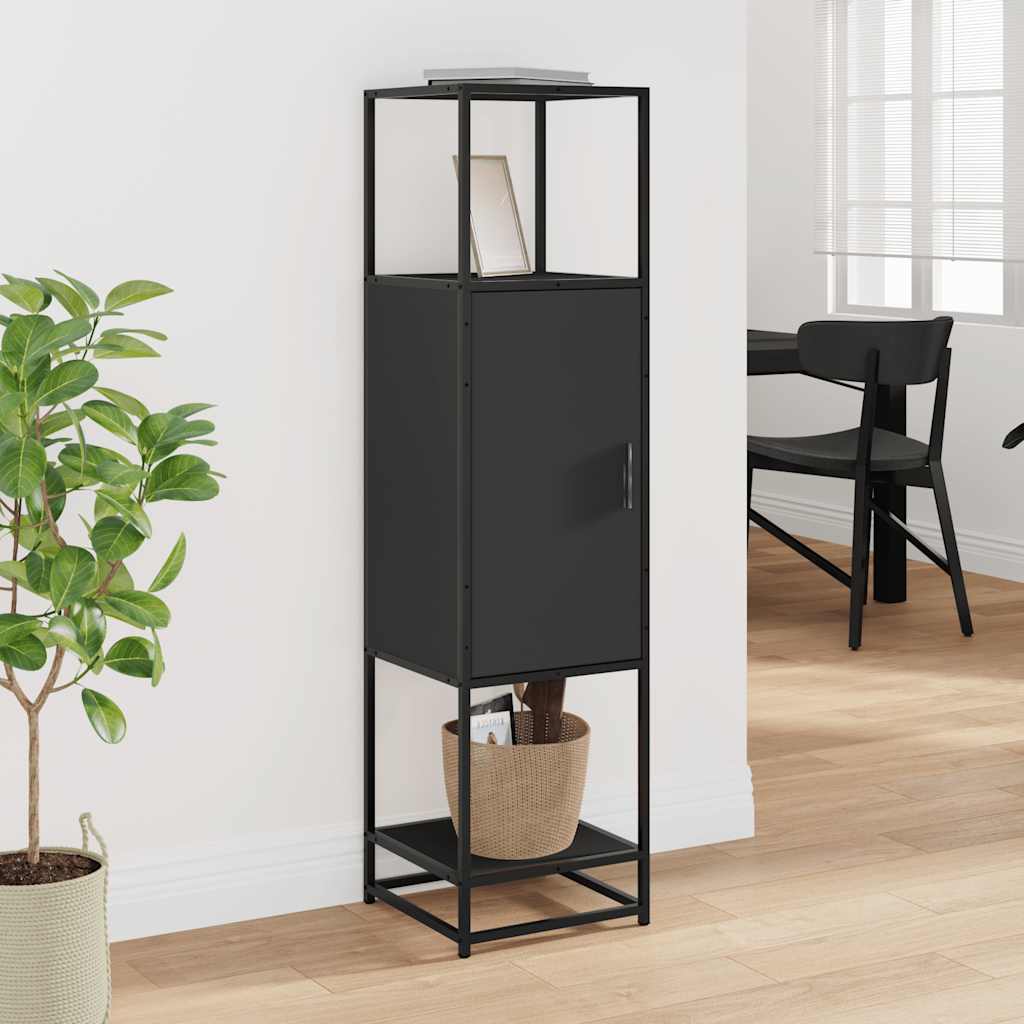 Highboard Μαύρο 35,5x35x139 cm Κατασκευασμένο ξύλο και μέταλλο