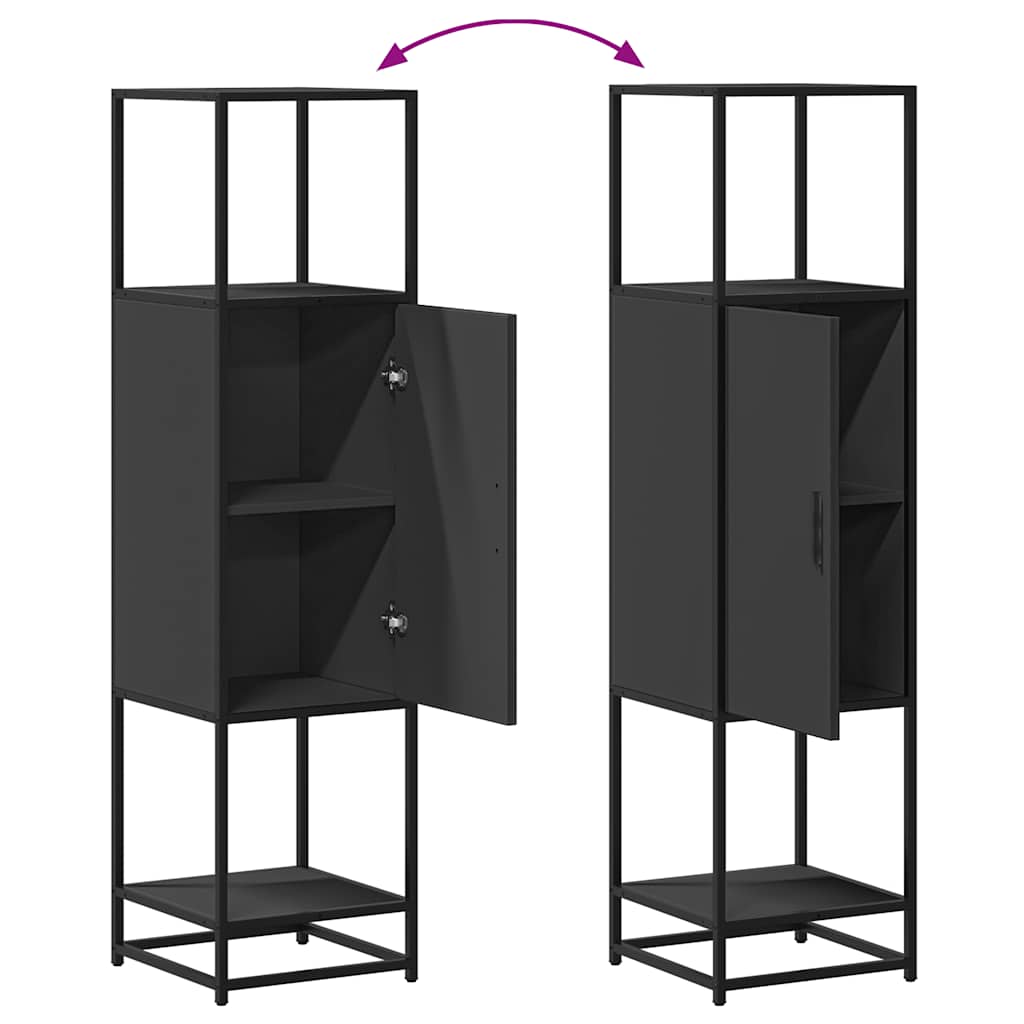 Highboard Μαύρο 35,5x35x139 cm Κατασκευασμένο ξύλο και μέταλλο