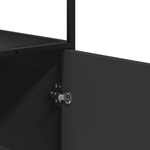 Highboard Μαύρο 35,5x35x139 cm Κατασκευασμένο ξύλο και μέταλλο