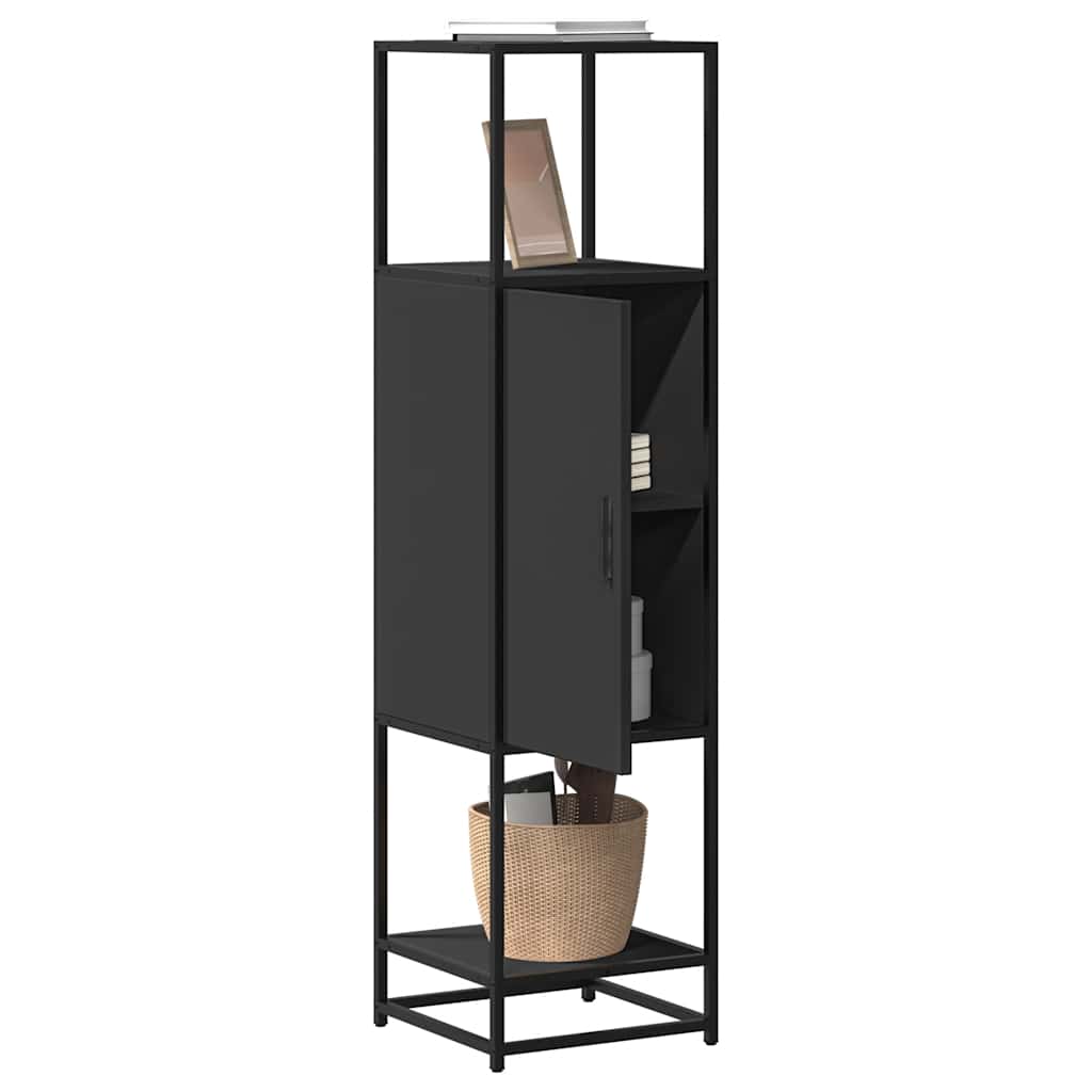 Highboard Μαύρο 35,5x35x139 cm Κατασκευασμένο ξύλο και μέταλλο