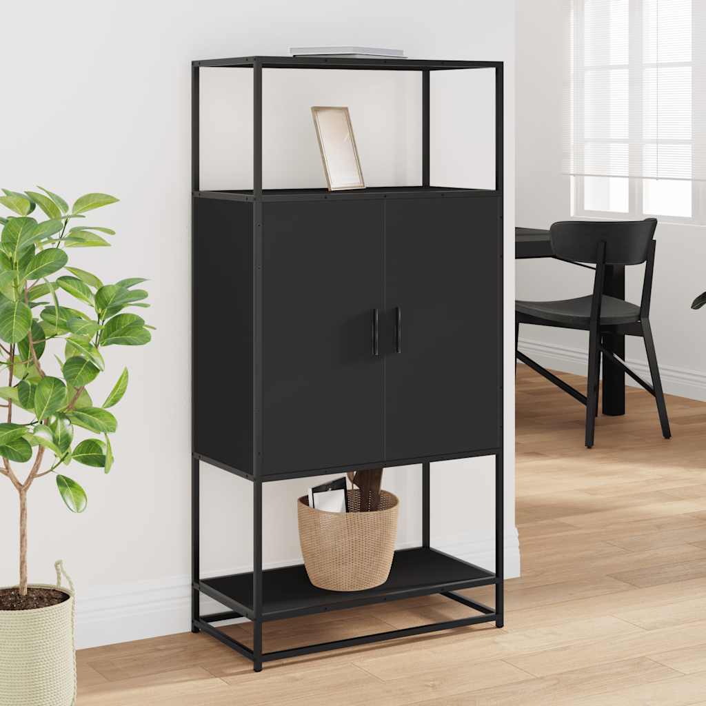 Ντουλάπι Μαύρο από 68x35x139 cm Επεξεργασμένο Ξύλο και μέταλλο