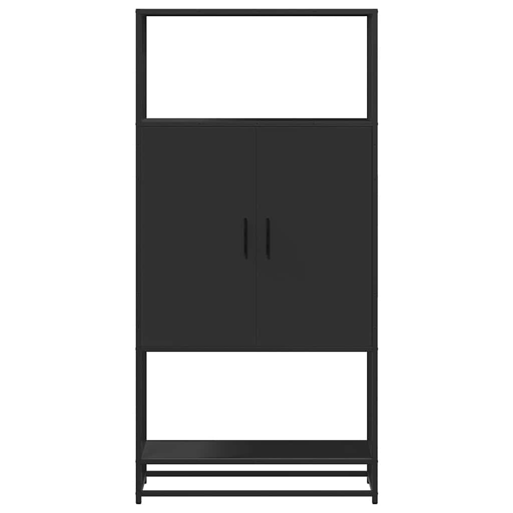 Ντουλάπι Μαύρο από 68x35x139 cm Επεξεργασμένο Ξύλο και μέταλλο