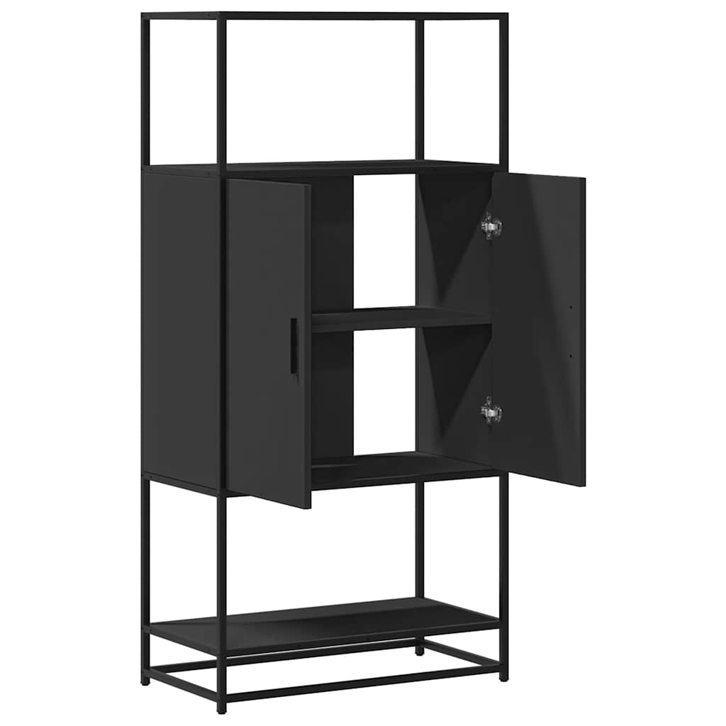 Ντουλάπι Μαύρο από 68x35x139 cm Επεξεργασμένο Ξύλο και μέταλλο