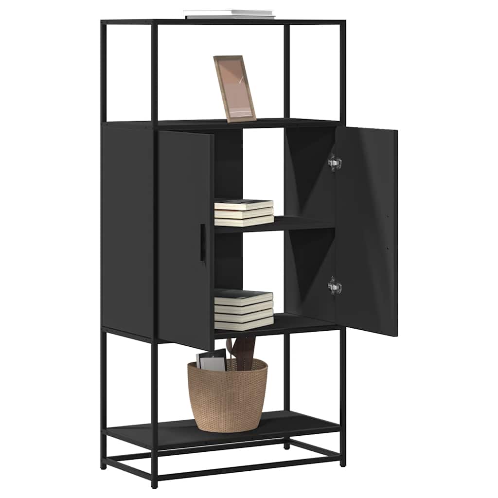 Ντουλάπι Μαύρο από 68x35x139 cm Επεξεργασμένο Ξύλο και μέταλλο
