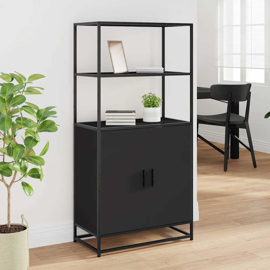 Ντουλάπι Μαύρο από 68x35x139 cm Επεξεργασμένο Ξύλο και μέταλλο
