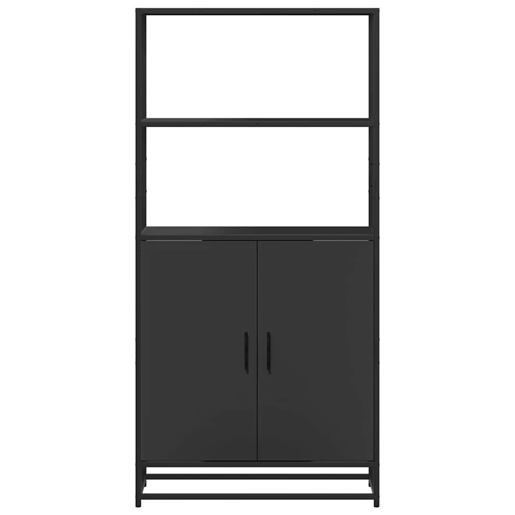 Ντουλάπι Μαύρο από 68x35x139 cm Επεξεργασμένο Ξύλο και μέταλλο