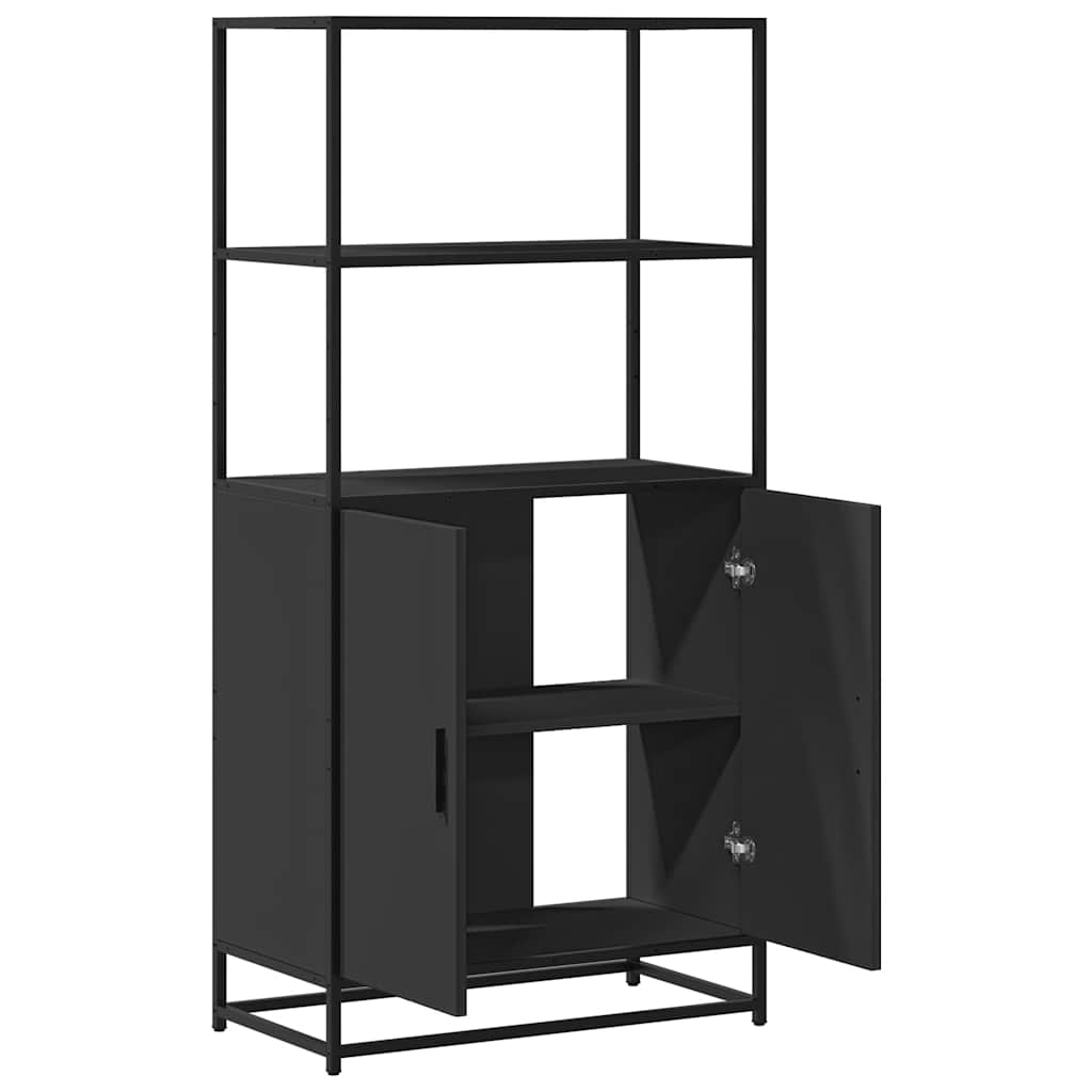 Ντουλάπι Μαύρο από 68x35x139 cm Επεξεργασμένο Ξύλο και μέταλλο