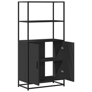 Ντουλάπι Μαύρο από 68x35x139 cm Επεξεργασμένο Ξύλο και μέταλλο