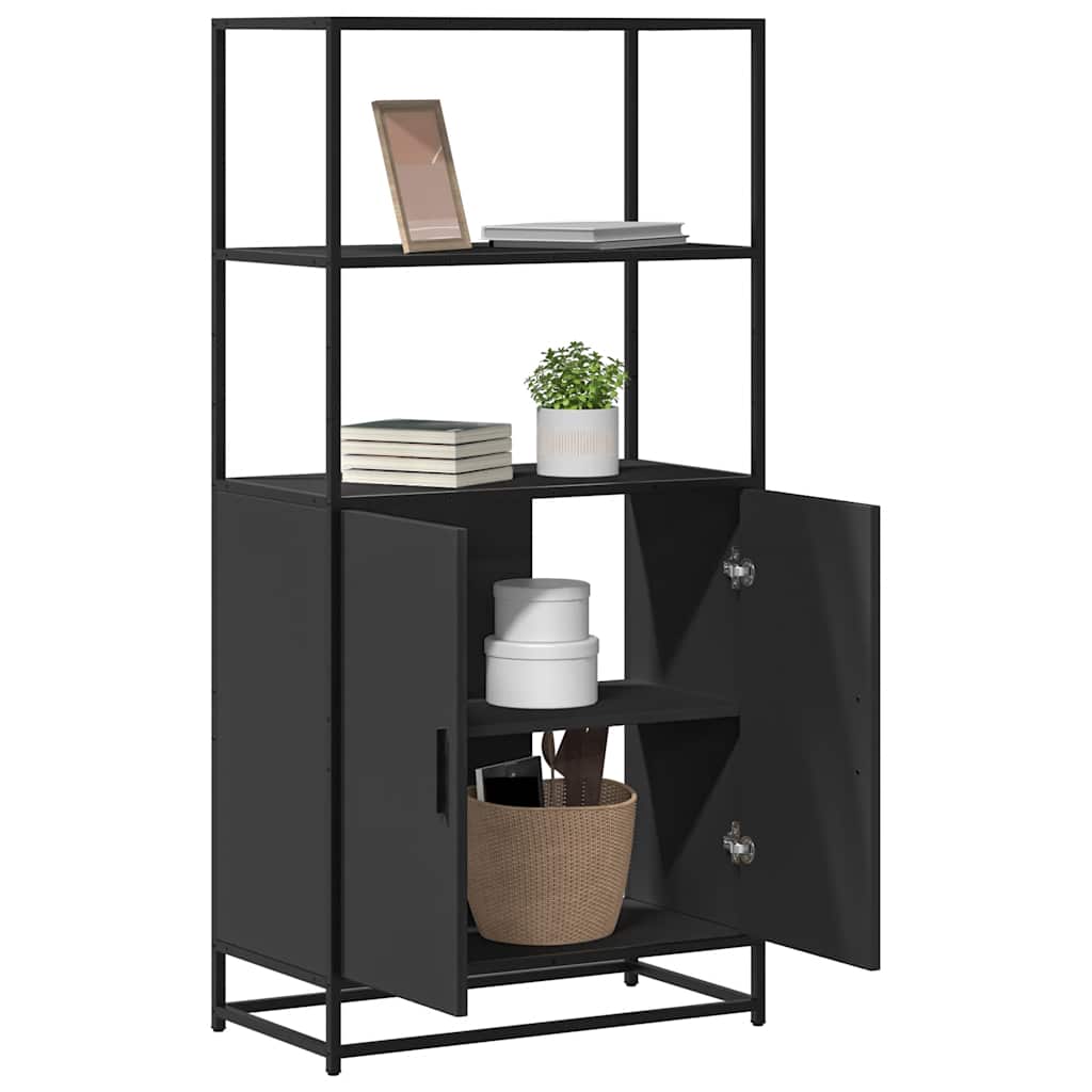 Ντουλάπι Μαύρο από 68x35x139 cm Επεξεργασμένο Ξύλο και μέταλλο