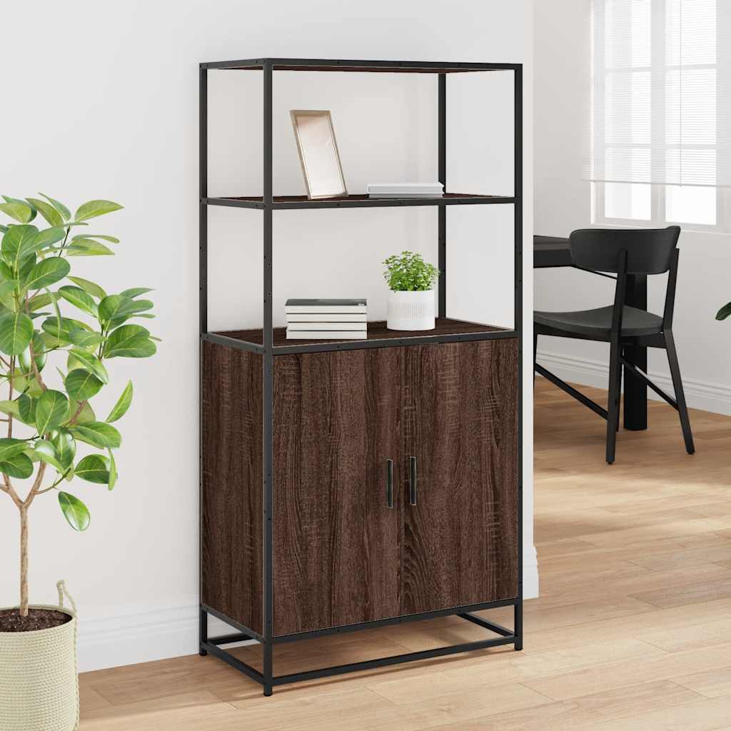 Highboard καφέ δρυς Κατασκευασμένο ξύλο και μέταλλο