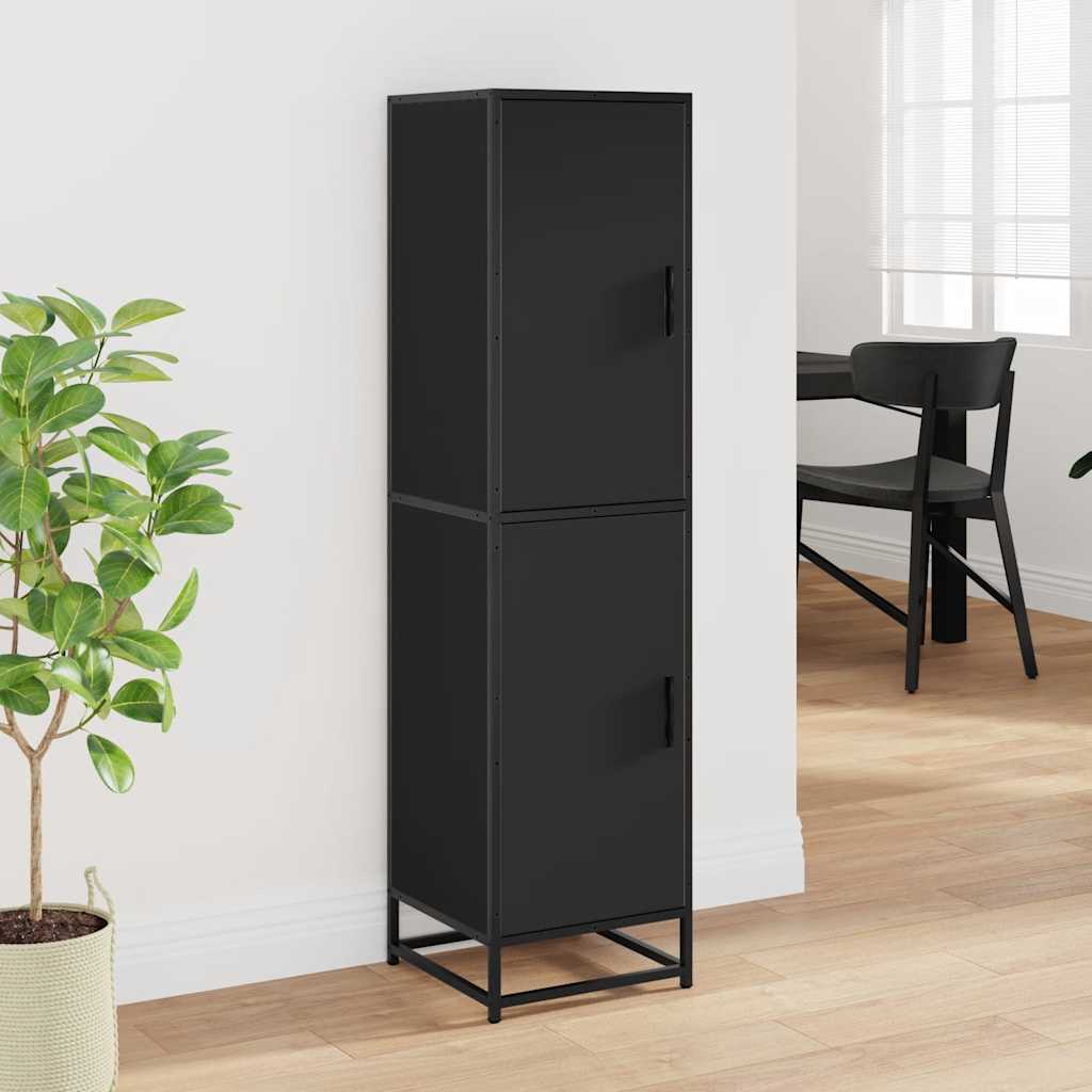 Highboard Μαύρο 35,5x35x139 cm Κατασκευασμένο ξύλο και μέταλλο