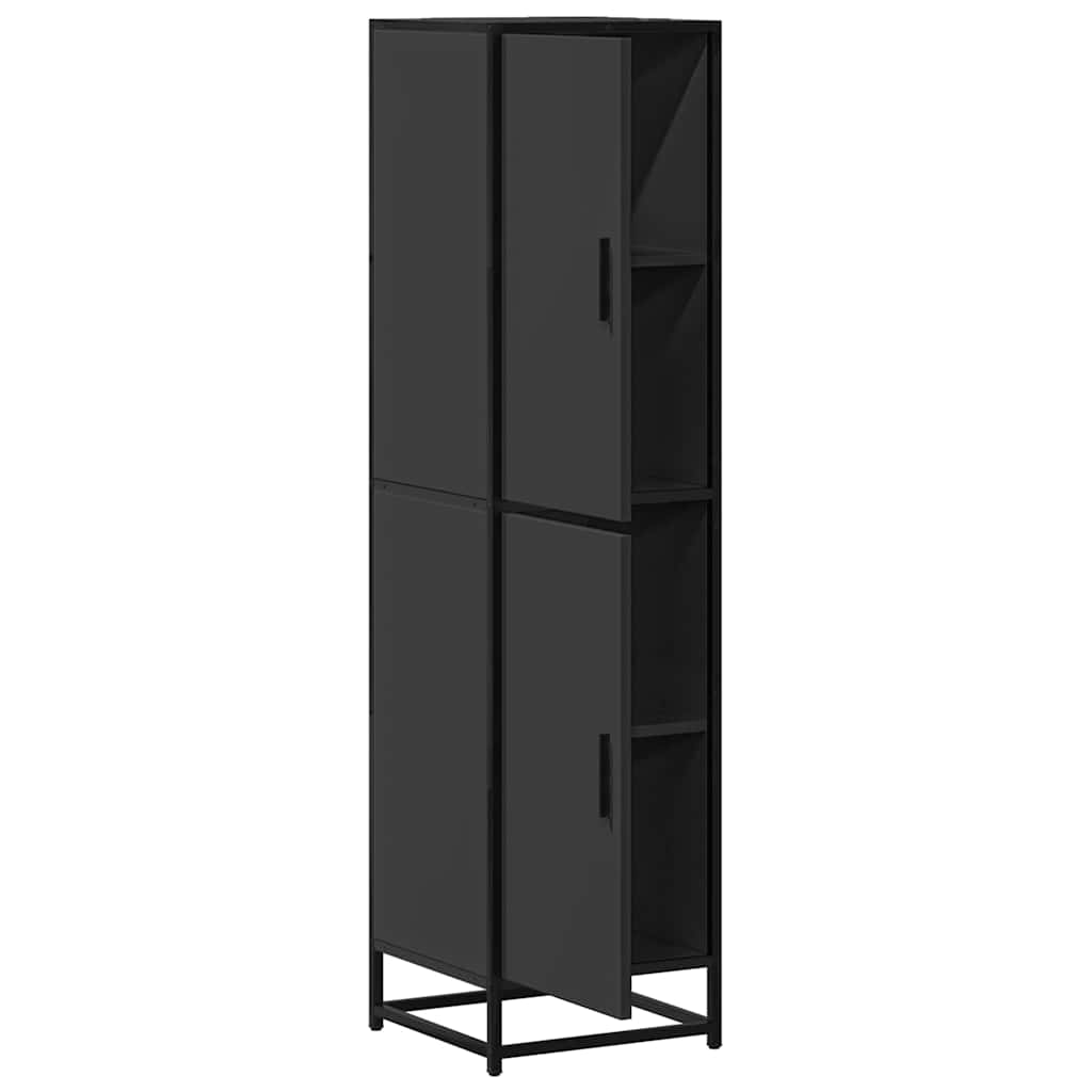 Highboard Μαύρο 35,5x35x139 cm Κατασκευασμένο ξύλο και μέταλλο