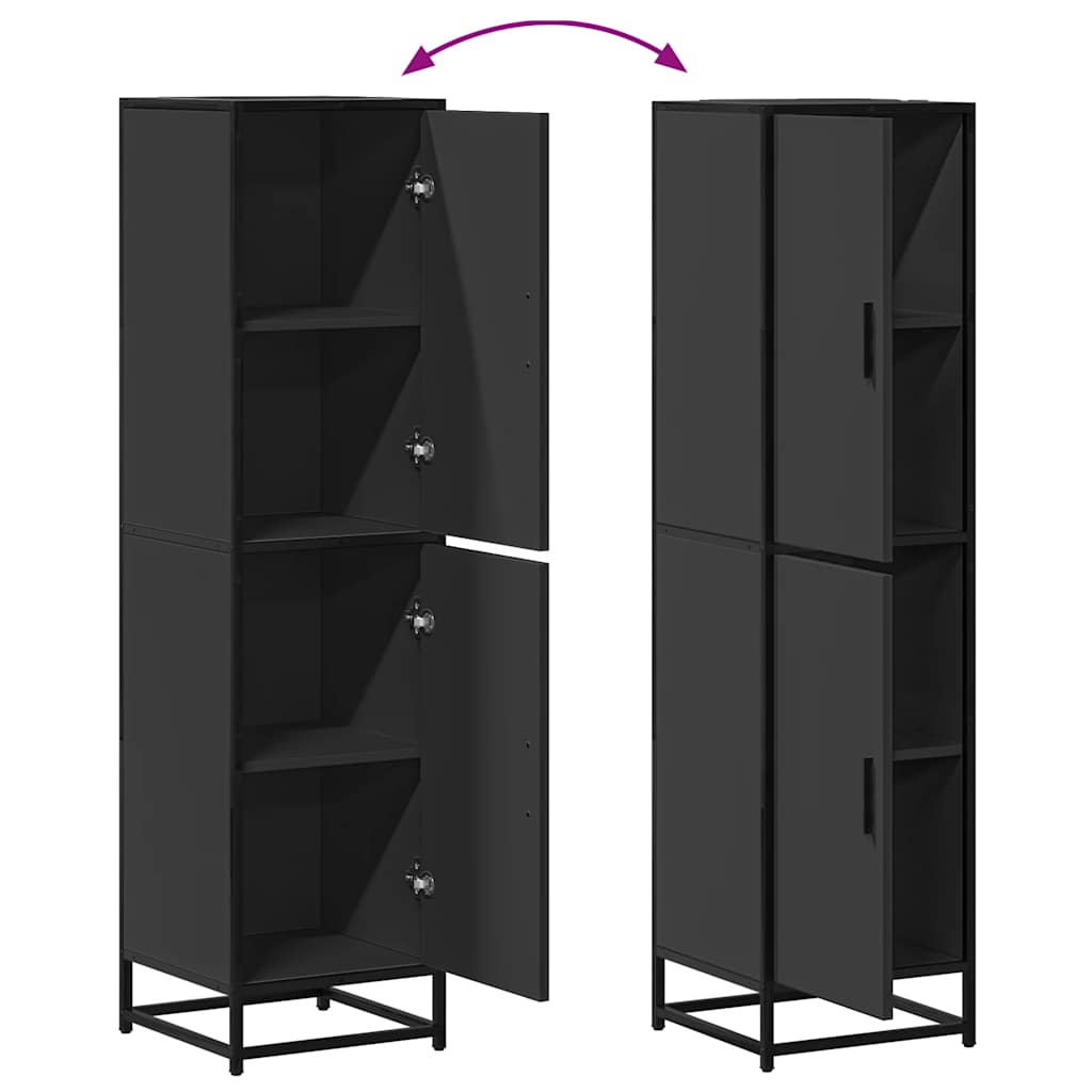 Highboard Μαύρο 35,5x35x139 cm Κατασκευασμένο ξύλο και μέταλλο
