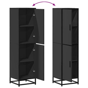 Highboard Μαύρο 35,5x35x139 cm Κατασκευασμένο ξύλο και μέταλλο