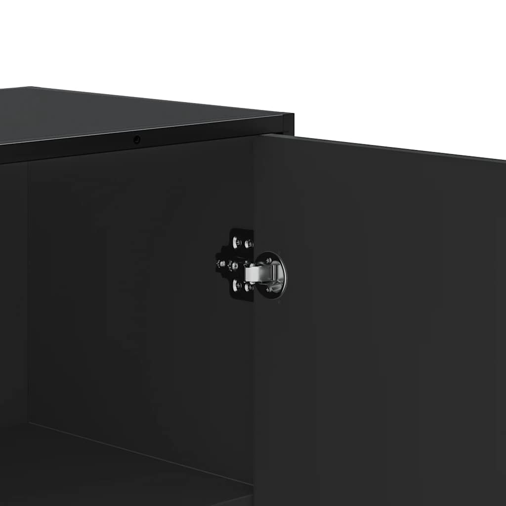 Highboard Μαύρο 35,5x35x139 cm Κατασκευασμένο ξύλο και μέταλλο