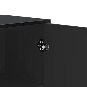 Highboard Μαύρο 35,5x35x139 cm Κατασκευασμένο ξύλο και μέταλλο