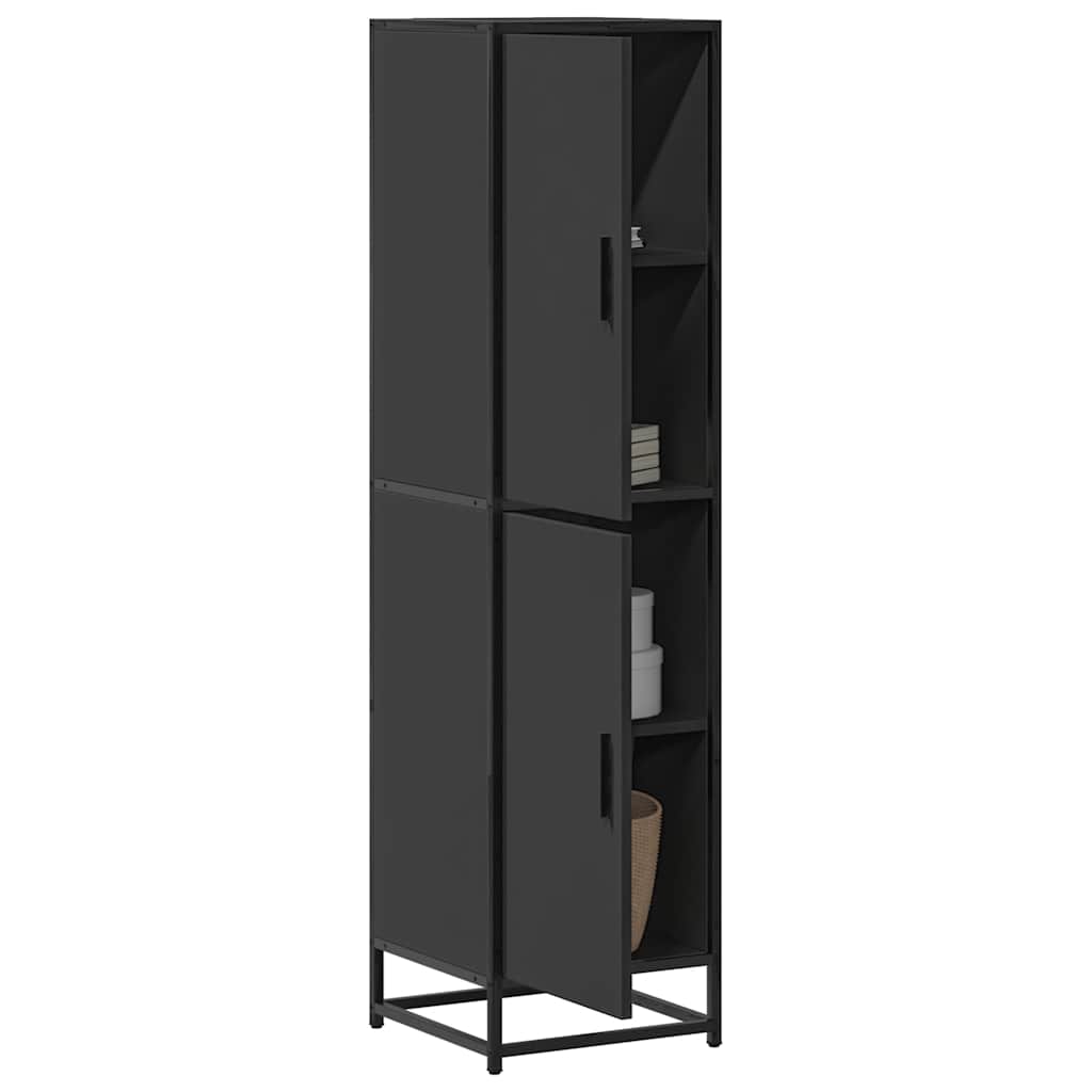 Highboard Μαύρο 35,5x35x139 cm Κατασκευασμένο ξύλο και μέταλλο