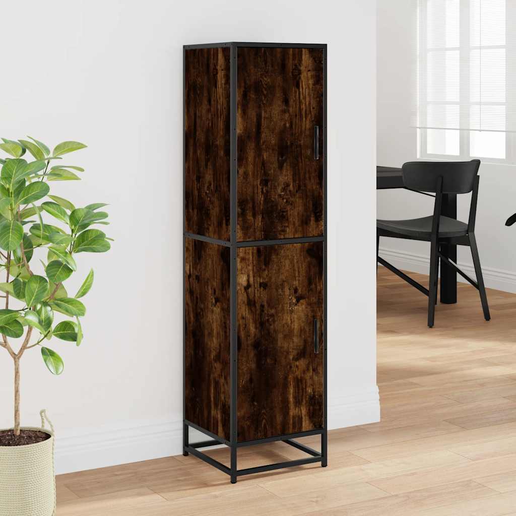 Highboard Καπνιστή δρυς Κατασκευασμένο ξύλο και μέταλλο