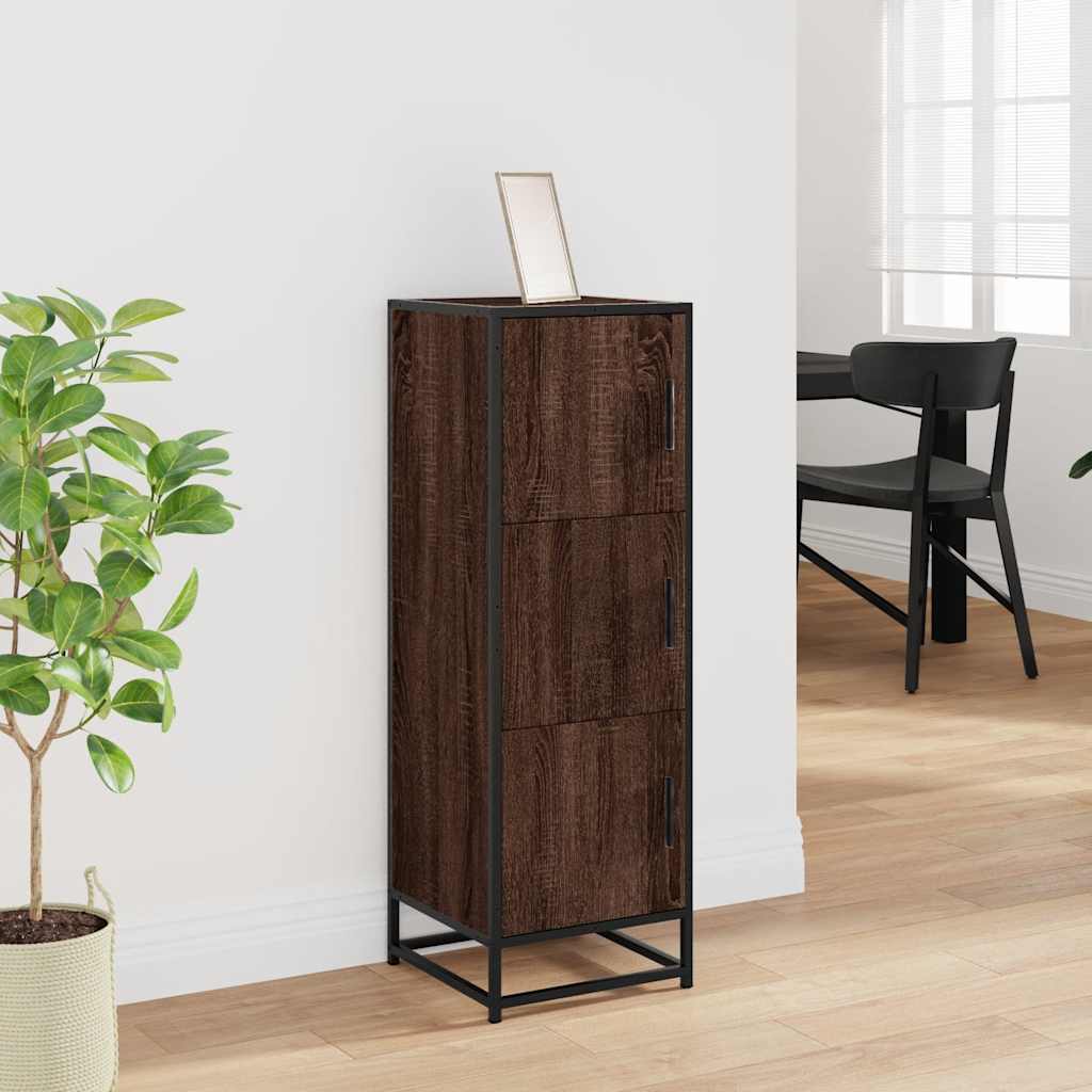 Highboard καφέ δρυς Κατασκευασμένο ξύλο και μέταλλο - Pakobazaar