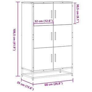 Ντουλάπι Δρυς sonoma 68x35x106,5 cm Επεξεργασμένο Ξύλο μέταλλο - Pakobazaar
