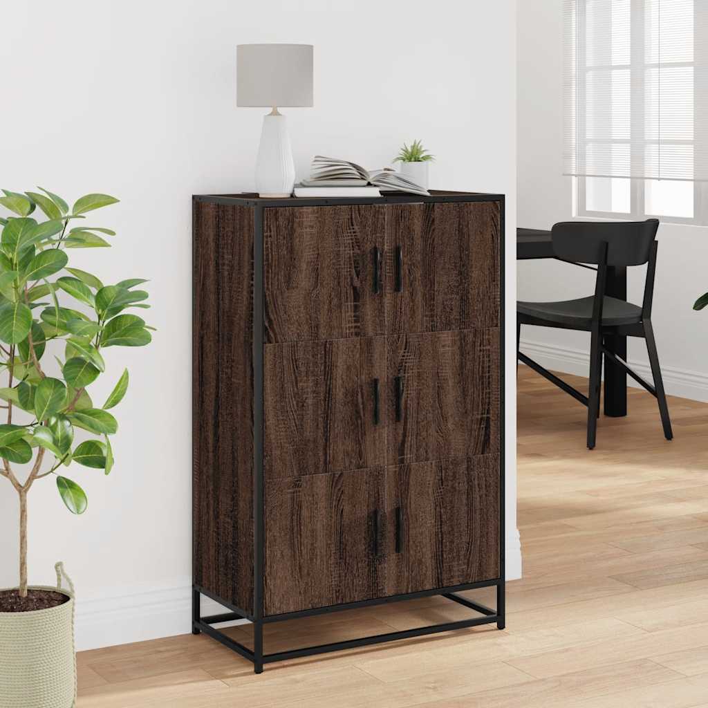 Highboard καφέ δρυς Κατασκευασμένο ξύλο και μέταλλο