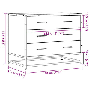 ντουλάπι συρταριών  Μαύρο 70x41x56 cm Κατασκευασμένο ξύλο
