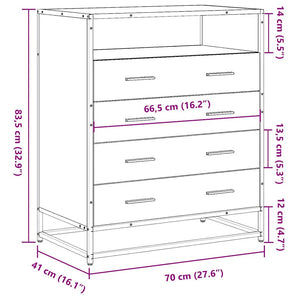 Συρταριέρα Μαύρη 70x41x83,5 εκ. από Επεξεργασμένο Ξύλο - Pakobazaar