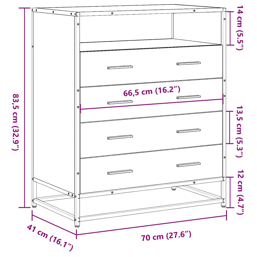 Συρταριέρα Καπνιστή Δρυς 70x41x83,5 εκ. από Επεξεργασμένο Ξύλο - Pakobazaar