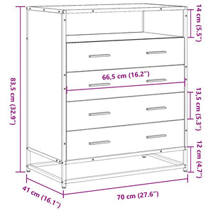 Συρταριέρα Καπνιστή Δρυς 70x41x83,5 εκ. από Επεξεργασμένο Ξύλο - Pakobazaar