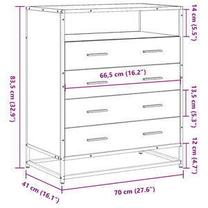 Συρταριέρα Γκρι sonoma 70x41x83,5 εκ. από Επεξεργασμένο Ξύλο - Pakobazaar