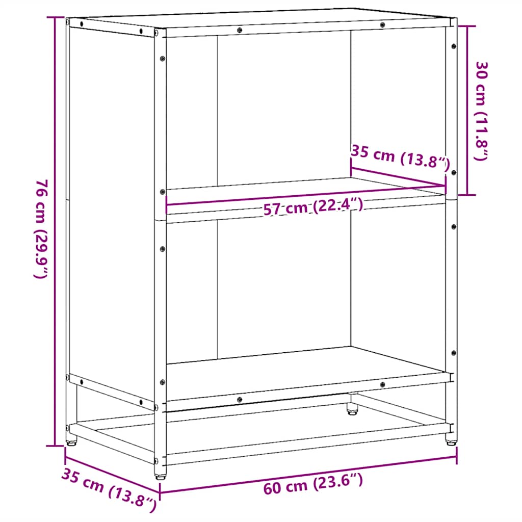 ντουλάπι βιβλίων  Μαύρο 60x35x76 cm Κατασκευασμένο ξύλο