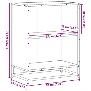 Ντουλάπι βιβλίων καπνιστή δρυς 60x35x76 cm Κατασκευασμένο ξύλο