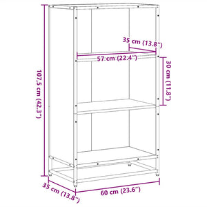 ντουλάπι βιβλίων  Μαύρο 60x35x107,5 cm Κατασκευασμένο ξύλο