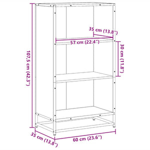 Ντουλάπι βιβλίων καφέ δρυς 60x35x107,5 cm Κατασκευασμένο ξύλο