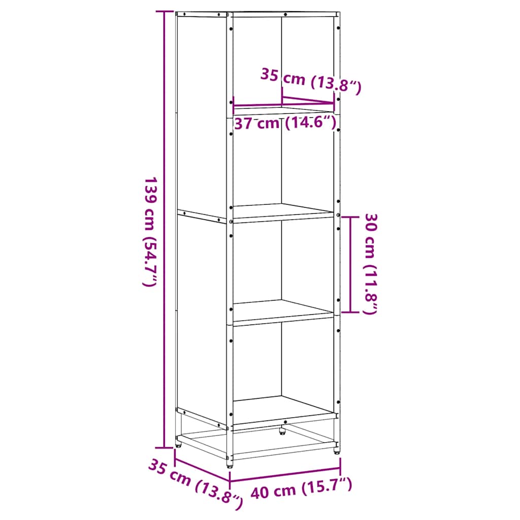 Βιβλιοθήκη Χρώμα sonoma Δρυς 40x35x139 εκ. Μοριοσανίδα