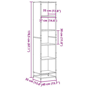 Βιβλιοθήκη Καπνιστή Δρυς 40x35x170,5 εκ. από Επεξεργασμένο Ξύλο