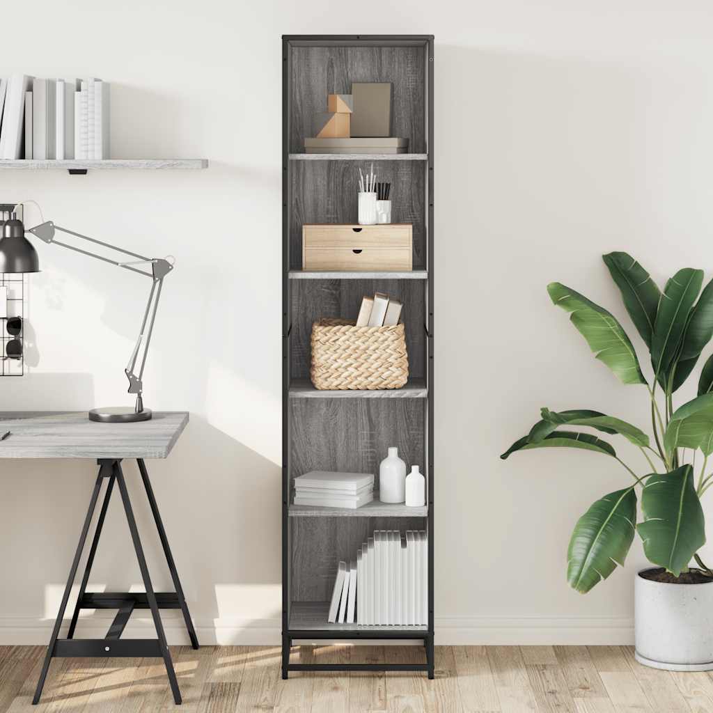 Βιβλιοθήκη Γκρι Sonoma 40x35x170,5 εκ. από Επεξεργασμένο Ξύλο - Pakobazaar