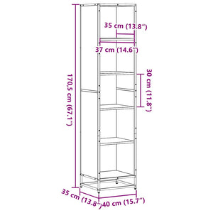 Βιβλιοθήκη Καφέ Δρυς 40x35x170,5 εκ. από Επεξεργασμένο Ξύλο - Pakobazaar