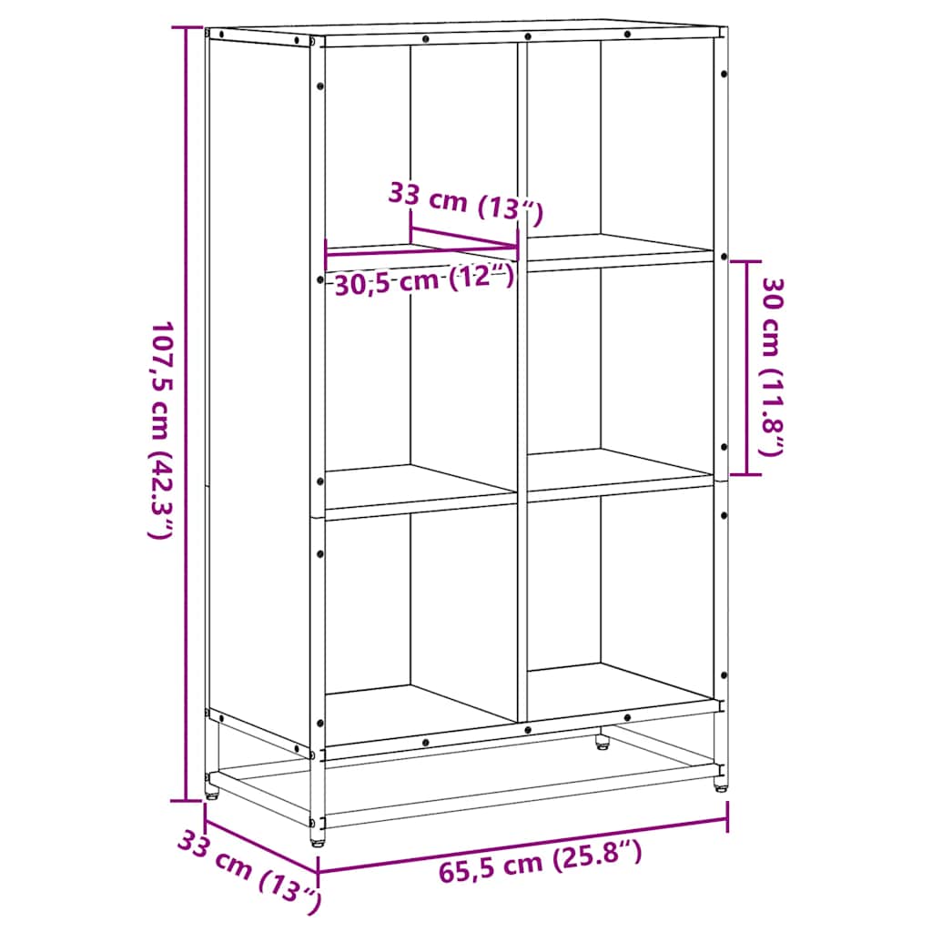 Βιβλιοθήκη Χρώμα Sonoma Δρυς 65,5x33x107,5 εκ. Μοριοσανίδα