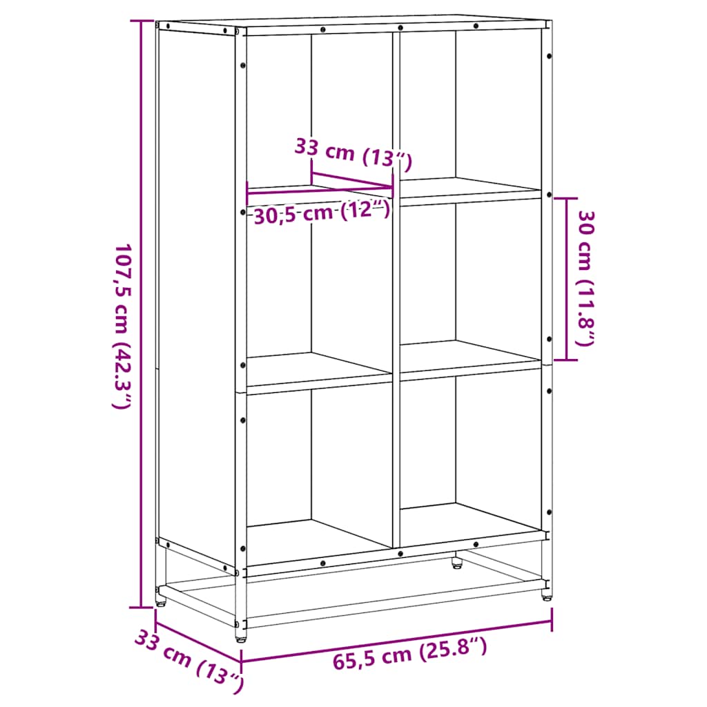 Βιβλιοθήκη Γκρι sonoma 65,5x33x107,5 εκ. Επεξεργασμένο Ξύλο