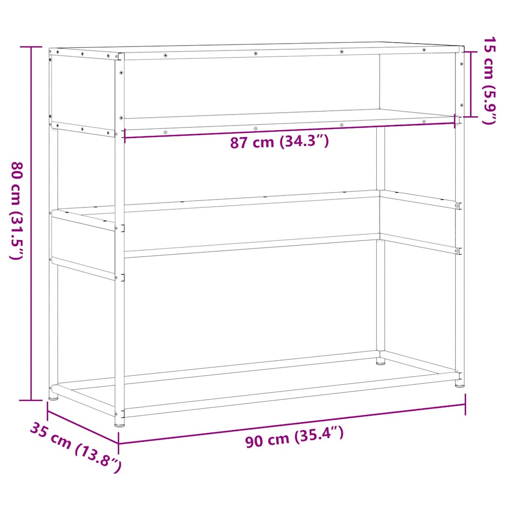 Τραπέζι Κονσόλα Καπνιστή Δρυς 90x35x80 εκ. Επεξεργασμένο Ξύλο